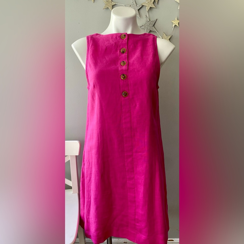 J. Crew Maxine Button Back. Linen and Cotton Summer Shift Dress. Size M/T. EUC.